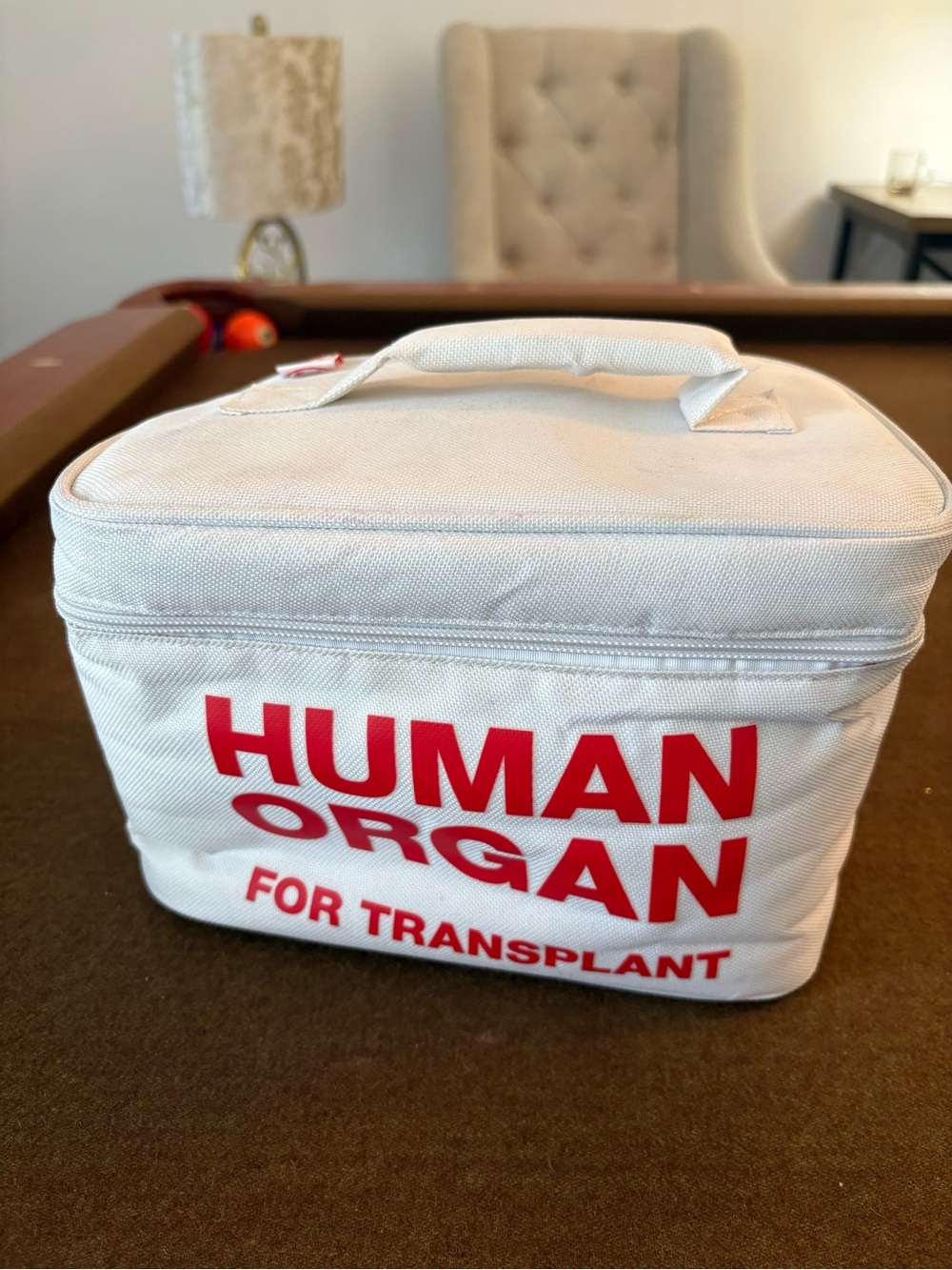 Lunch box Medical Transport Cooler Bag with Red 'Human Organ' Print